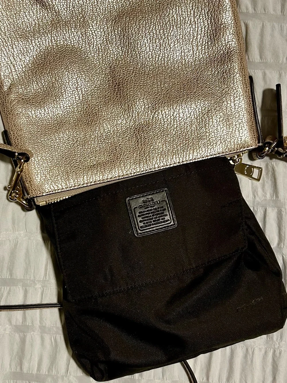 Coach Metallic Rose Gold Crossbody Pouch